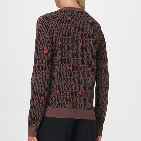 Moschino Couture Women's Brown Logo and Heart Print Cardigan - Size M medium - Picture 5 of 5